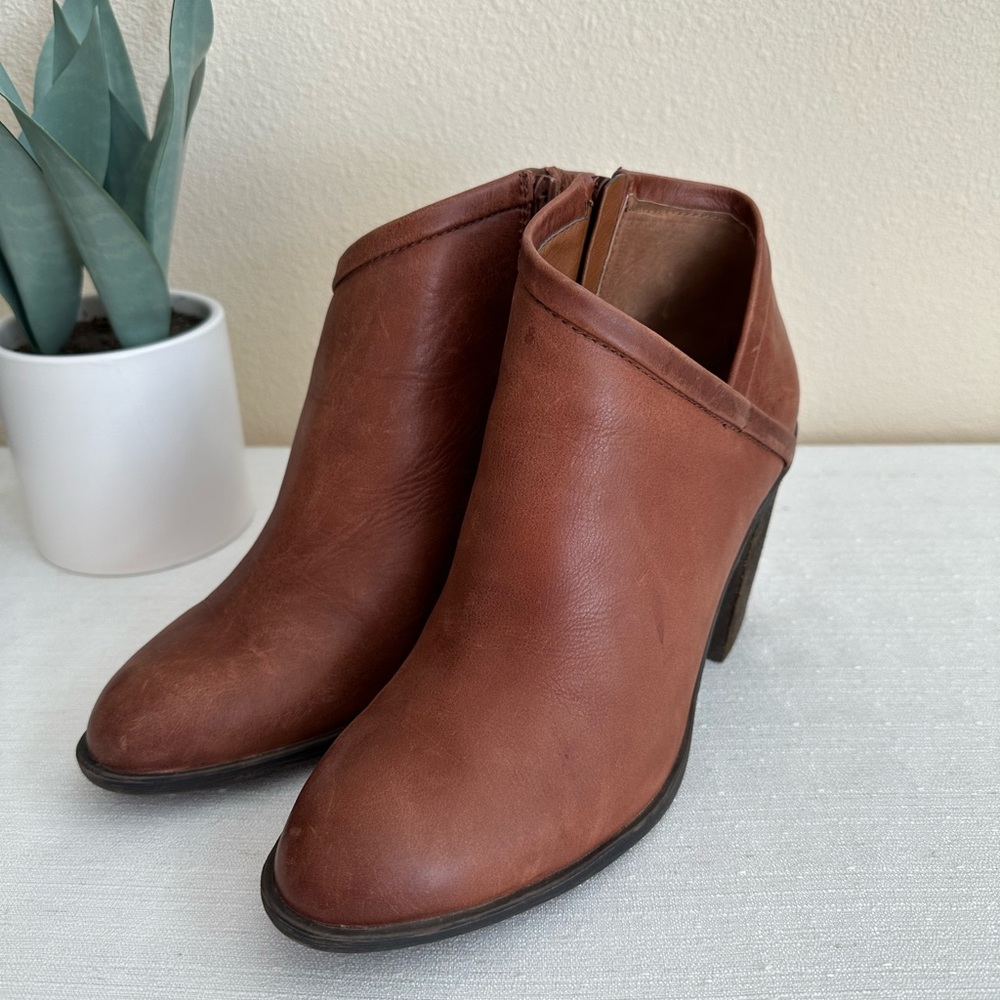 Lucky Brand Salza Brown Leather Heeled Ankle Boots Women’s 9.5M - Picture 7 of 12